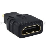 Переходник HDMI Type A Female to Micro HDMI Type D Male золото